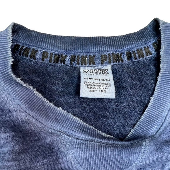 Victoria's Secret PINK Distressed Gradient Blue Sweatshirt Size XS - Picture 9 of 10